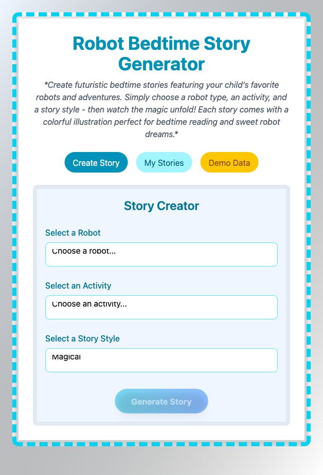 Robot Bedtime Stories Generator Screenshot